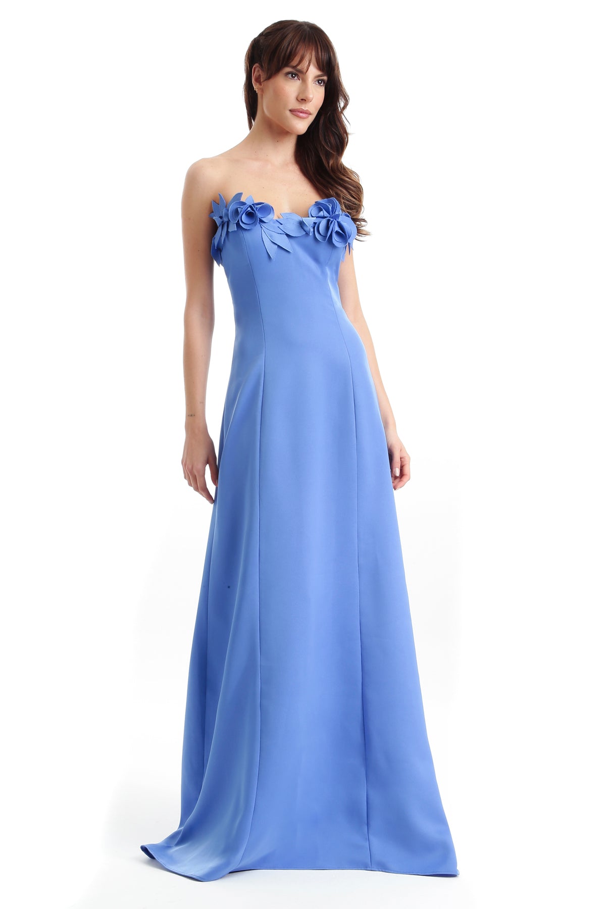 Vestido Longo Crepe Tomara Que Caia com Flores