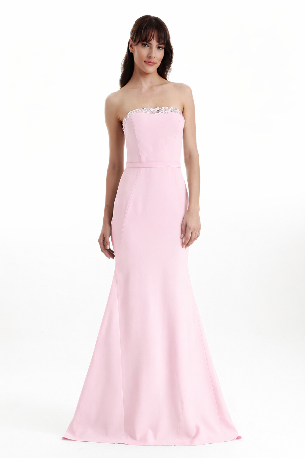 Vestido Sem Alças Crepe Bordado