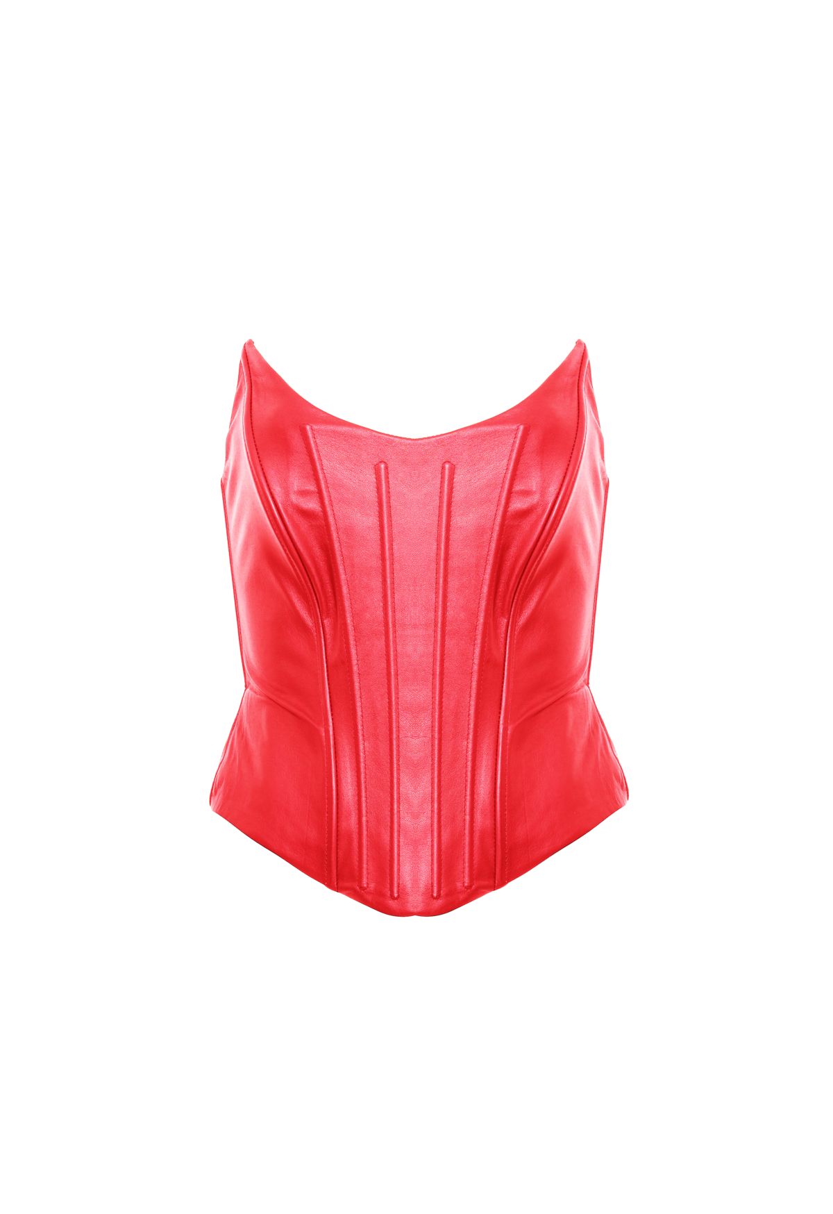 Corselet Peplum Couro Natural