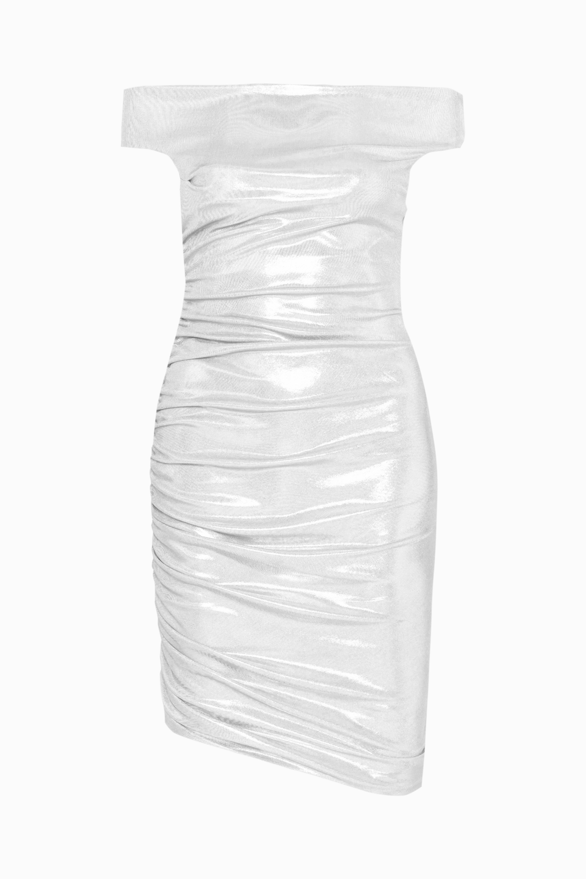 Vestido Curto Drapeado Ombro A Ombro