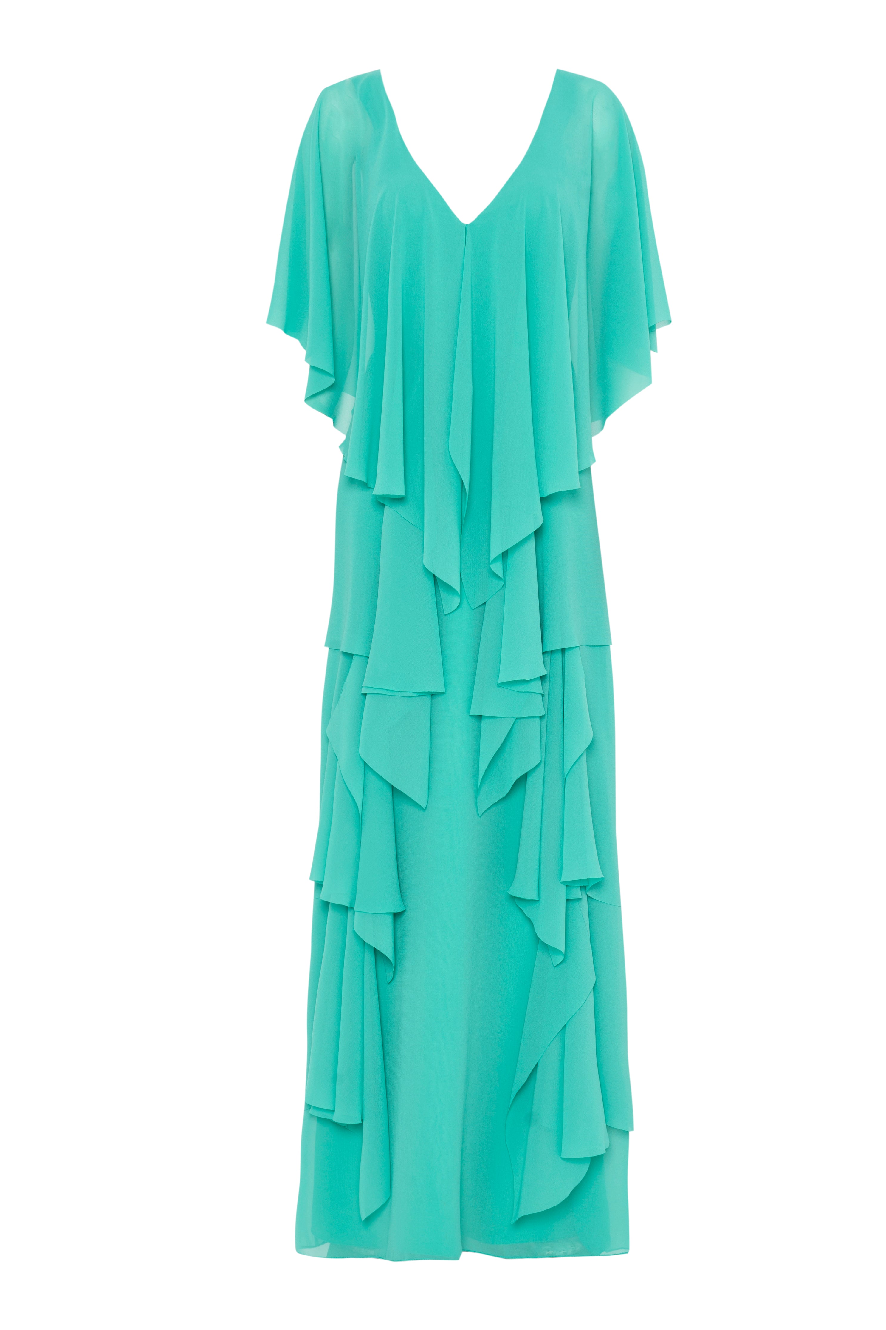 Vestido Longo Com Babados Assimétricos