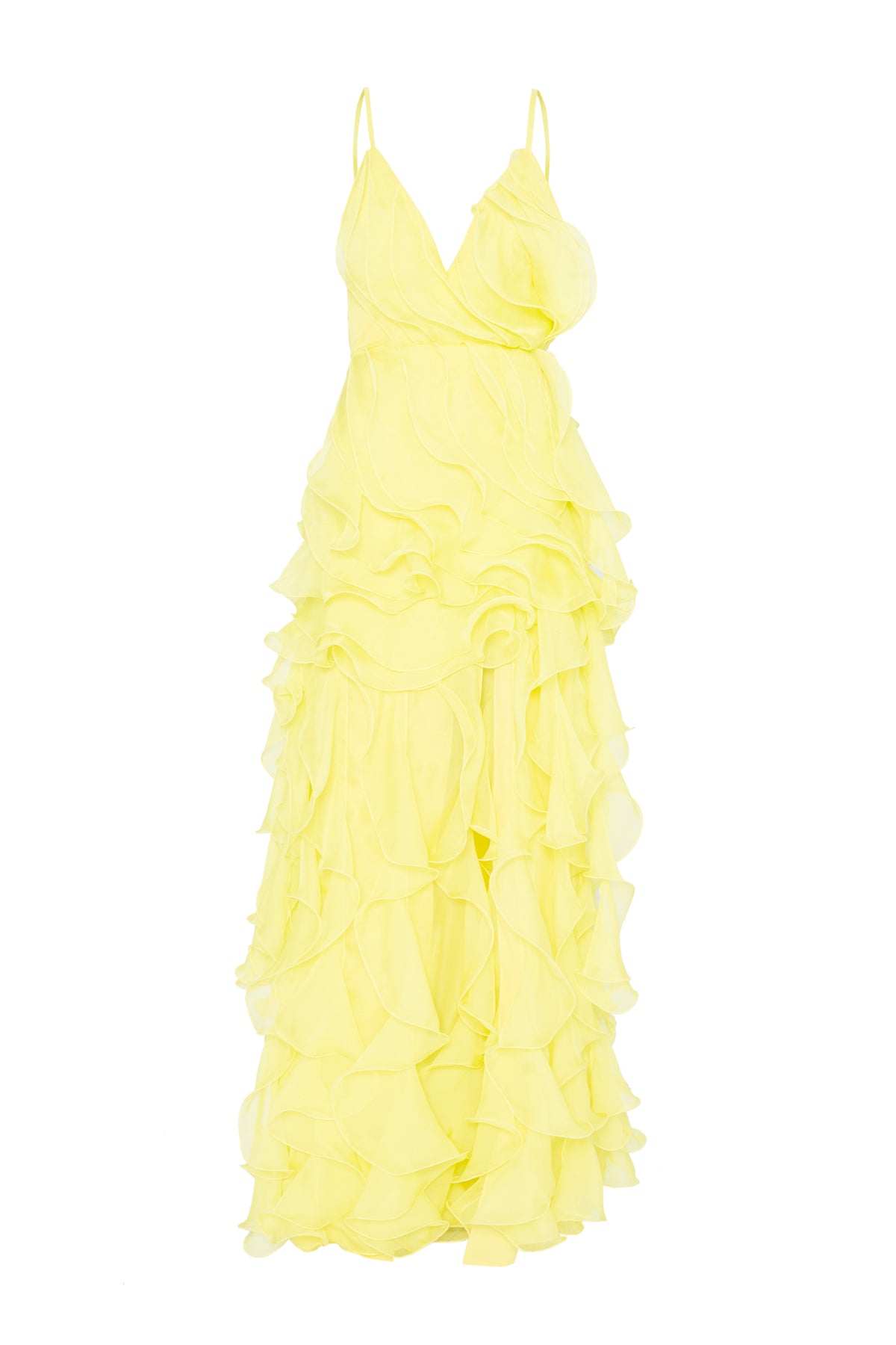 Vestido Longo Jabô E Decote em V