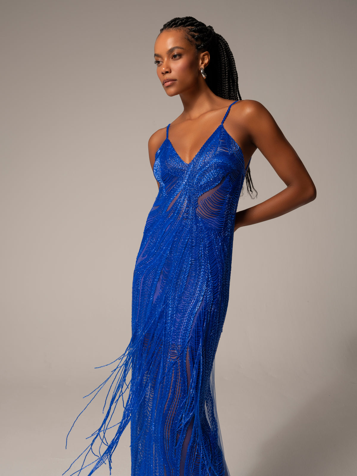 Para Formatura Vestido Longo De Franja Festa Bordado Vestido De