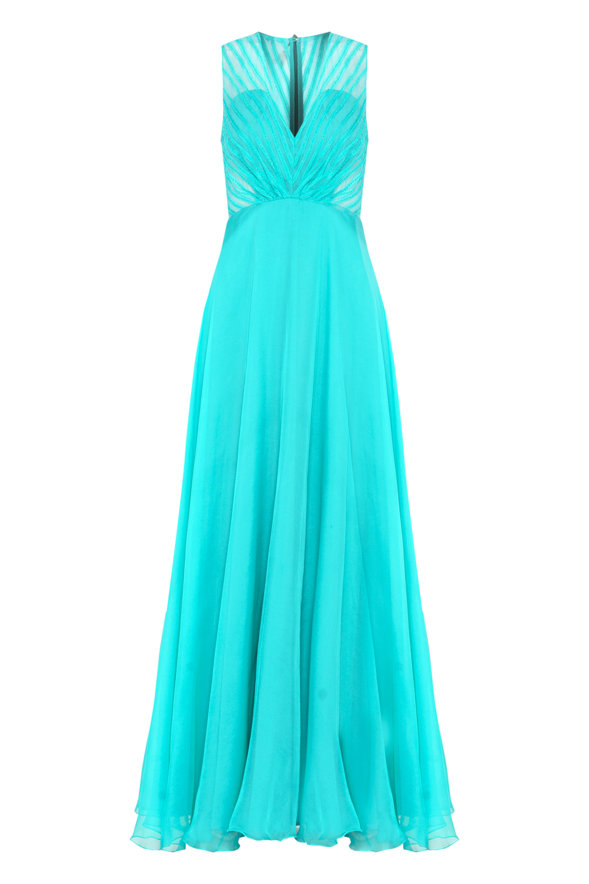 Vestido Longo Bordado Decote Em V