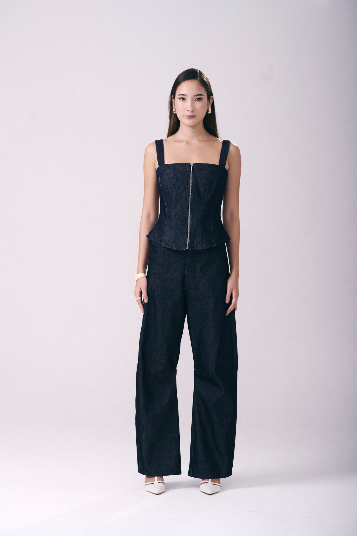 Top Jeans Zíper Frontal