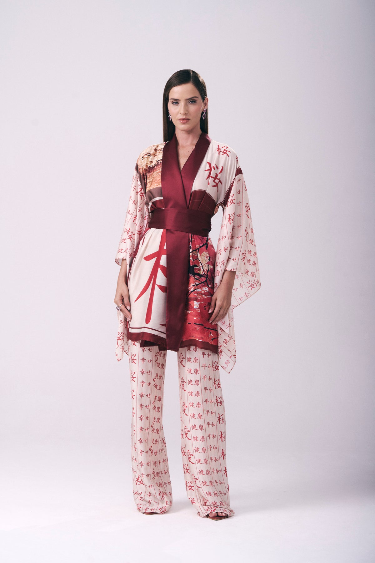 Vestido Kimono Seda Com Viscose