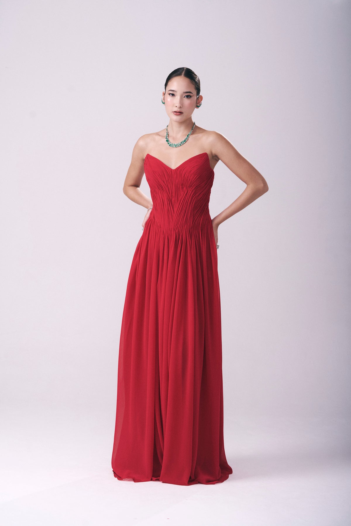 Vestido Drapeado Sem Alças