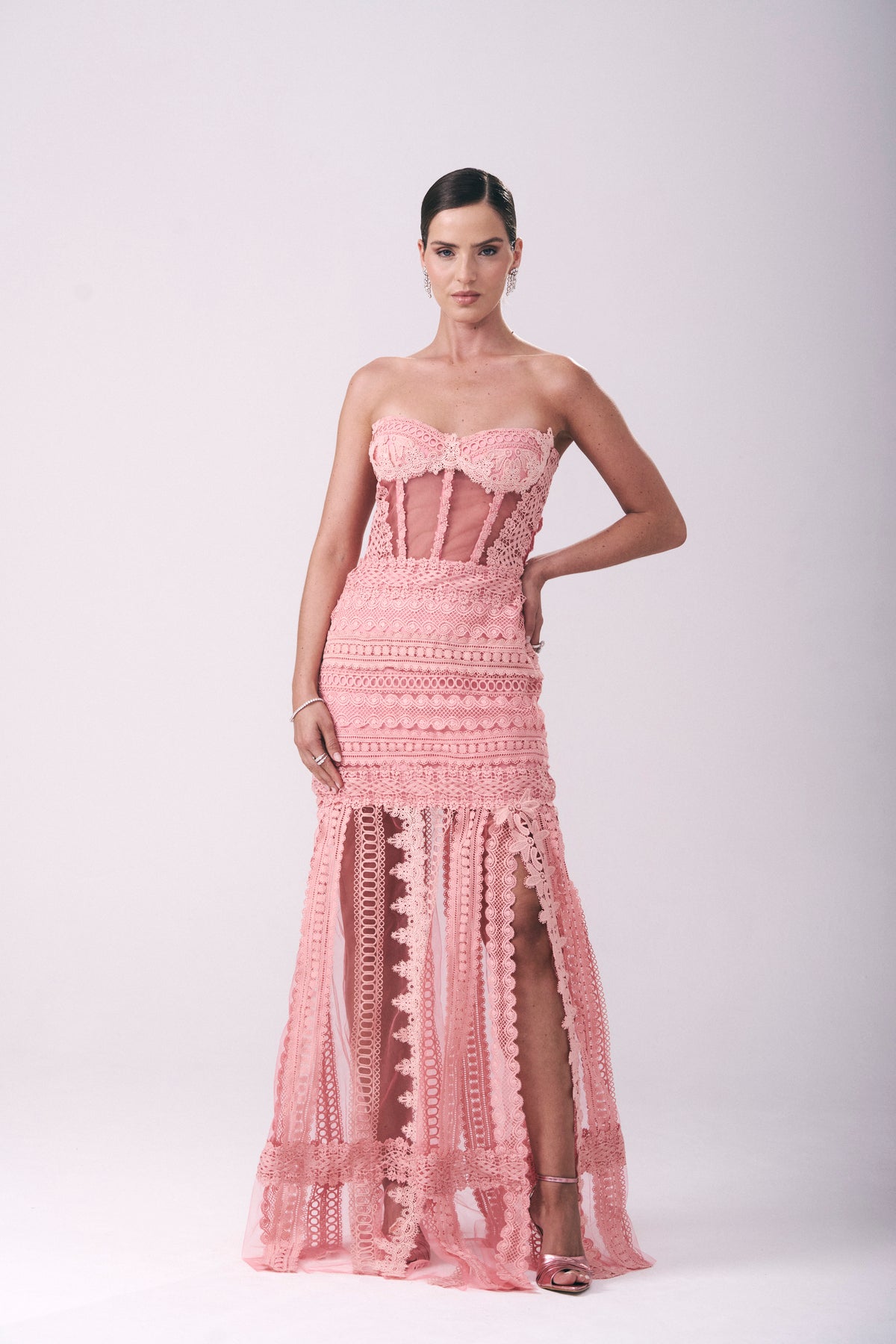 Vestido Longo Patchwork Rendas