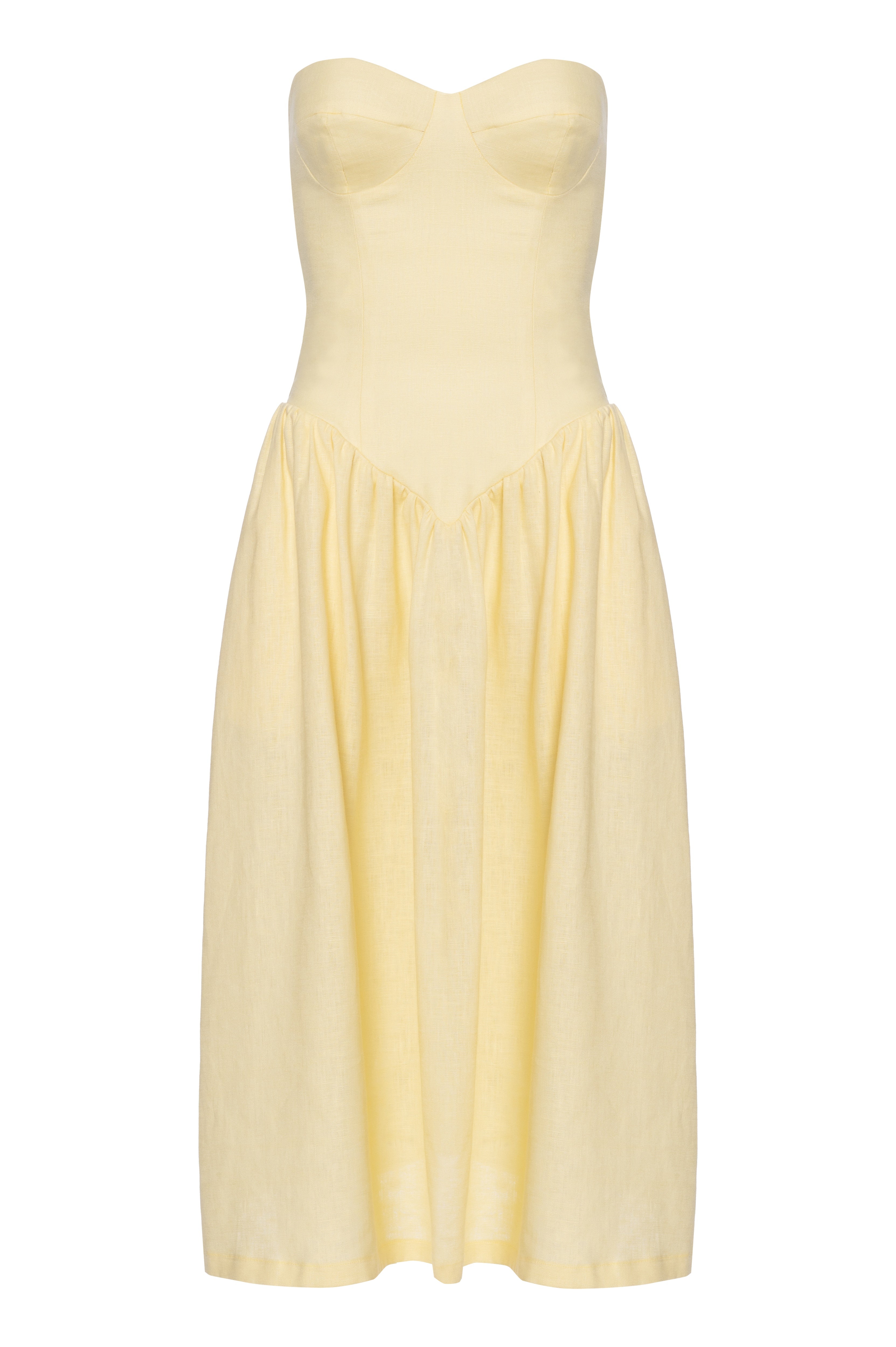 Vestido Mídi Linho Sem Alças