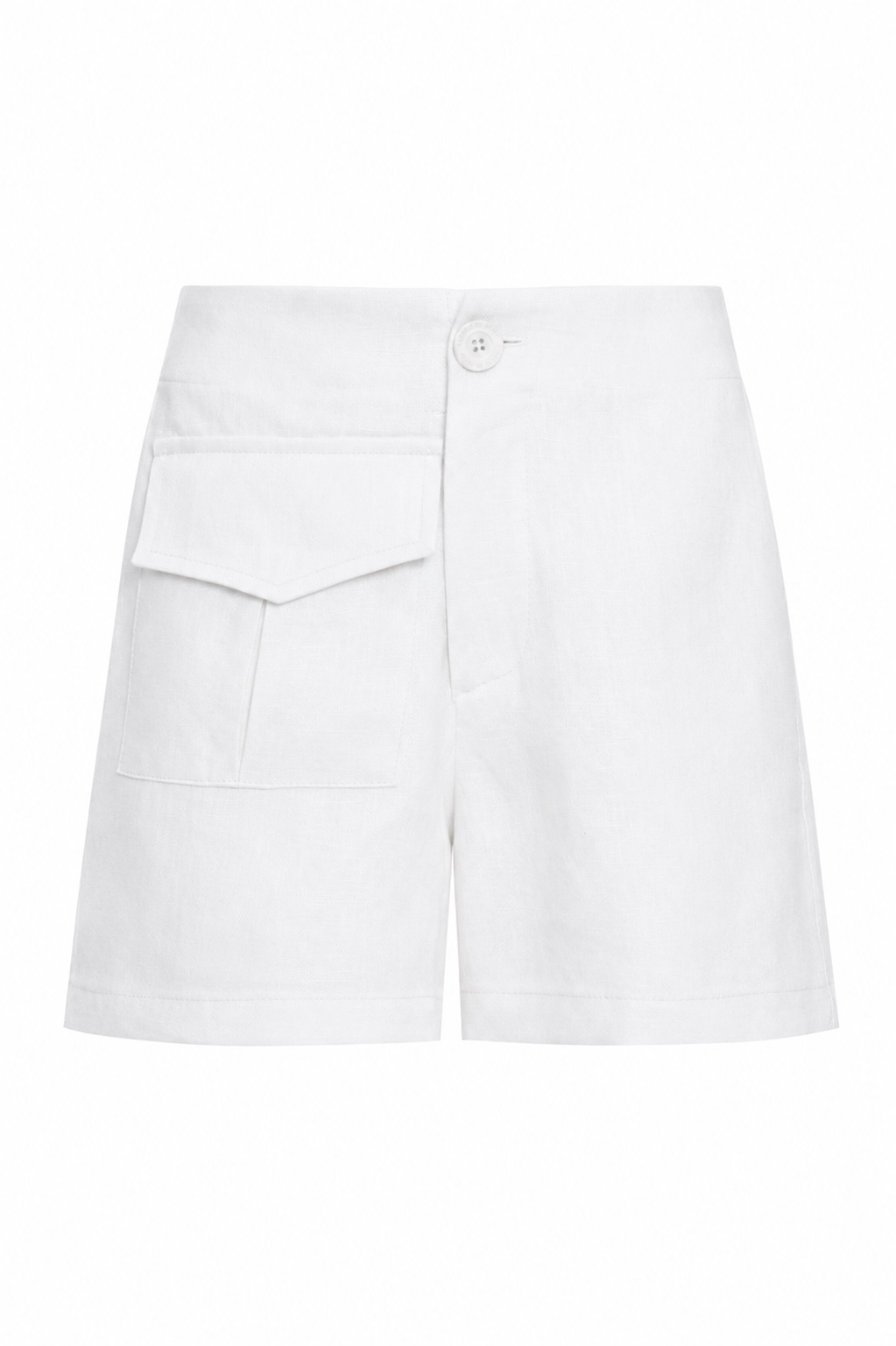 Short Puro Linho Com Costura Deslocada E Bolso