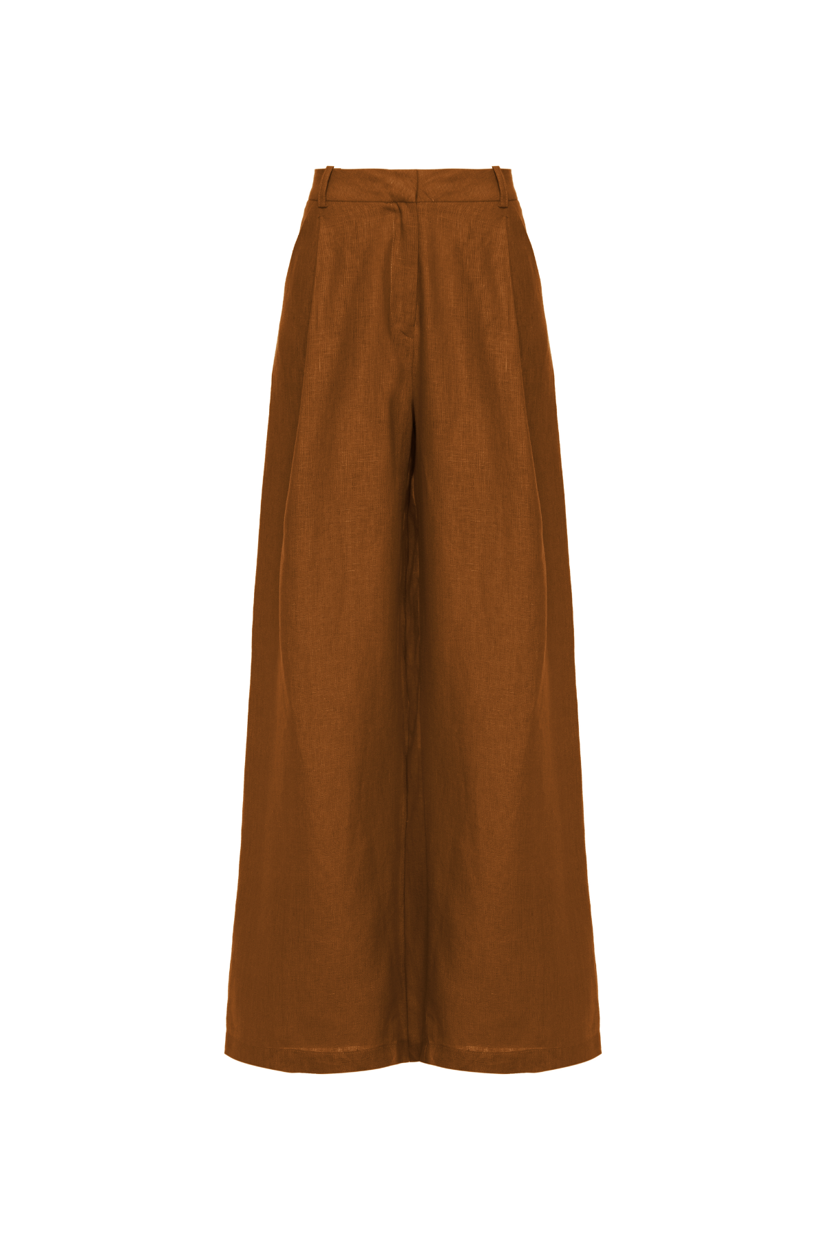 Calça Linho Cintura Alta E Pregas Frontais