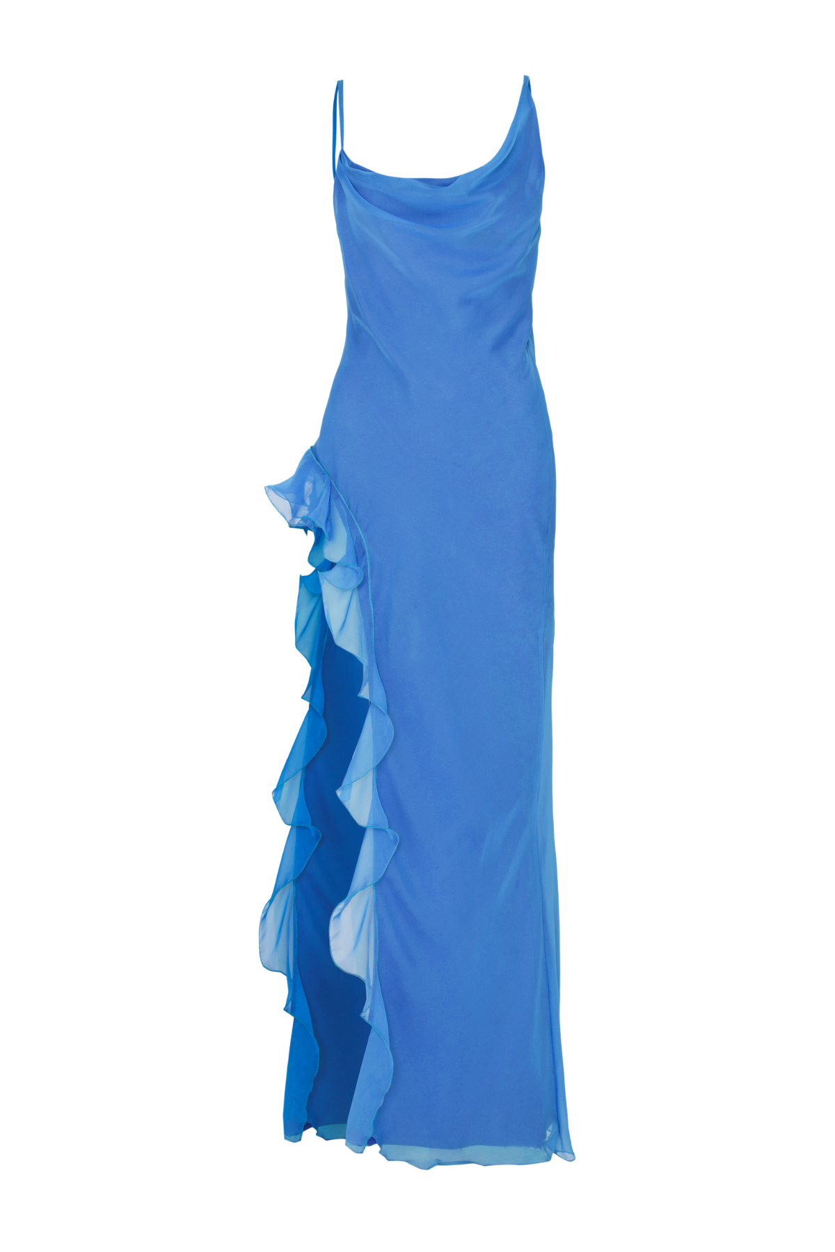 Vestido Assimétrico Musseline Fenda Lateral