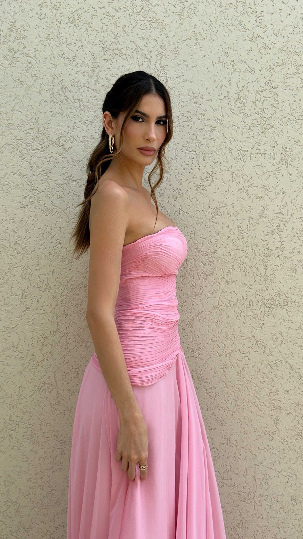 Vestido Longo Drapeado Sem Alças PRE ORDER 20 DIAS