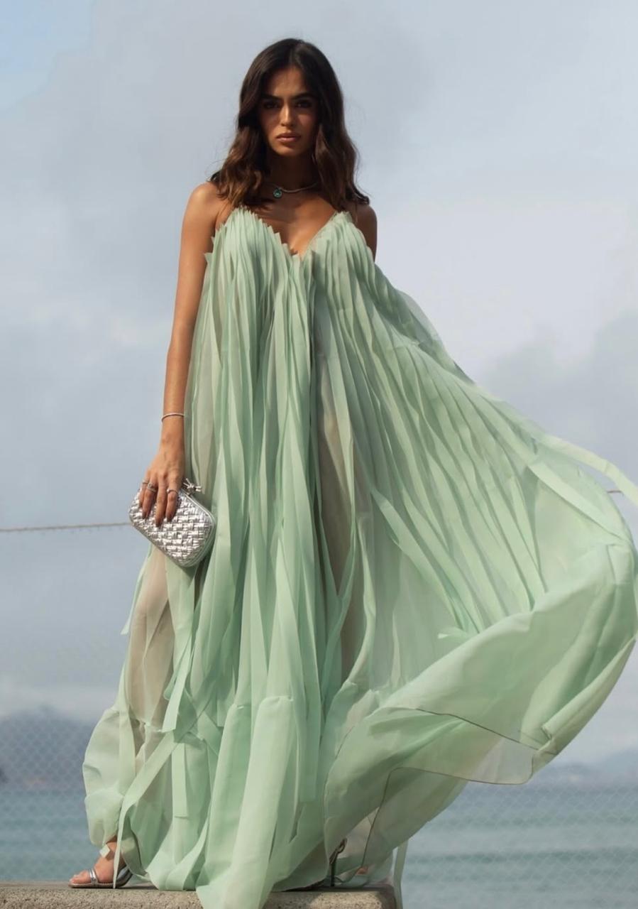 Slip Dress Faixas Organza