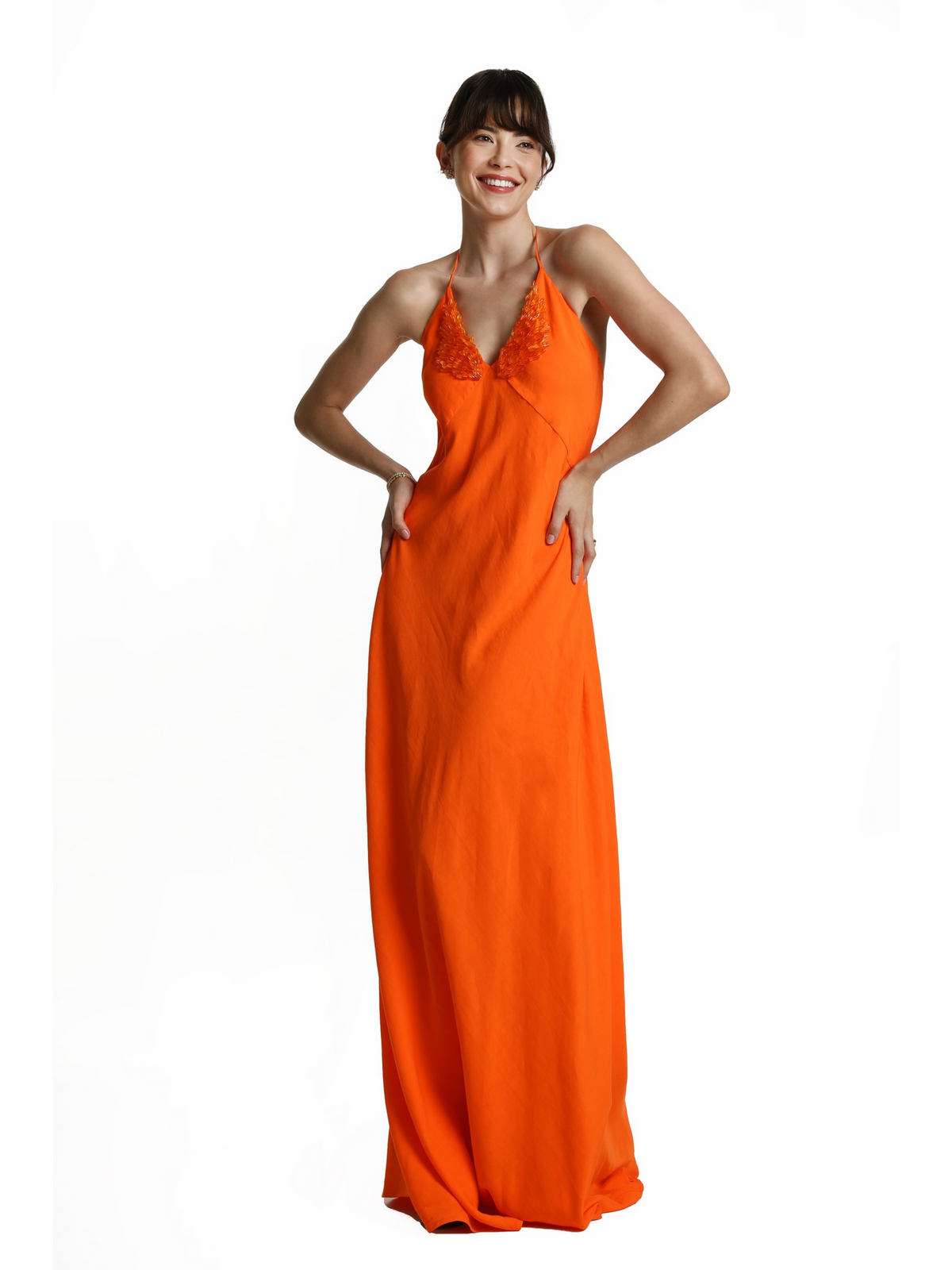 Vestido Longo Fluido Alças Finas
