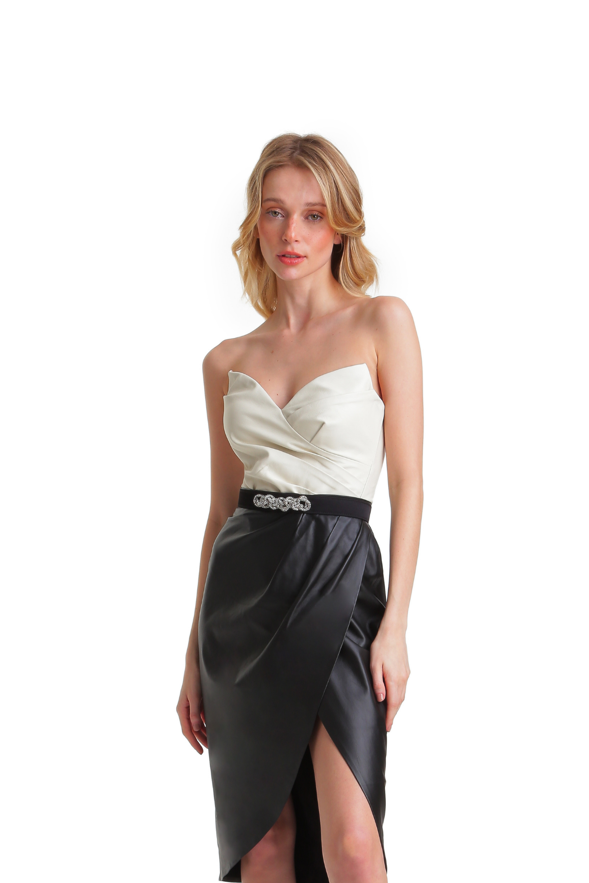 Corselet Drapeado em Couro