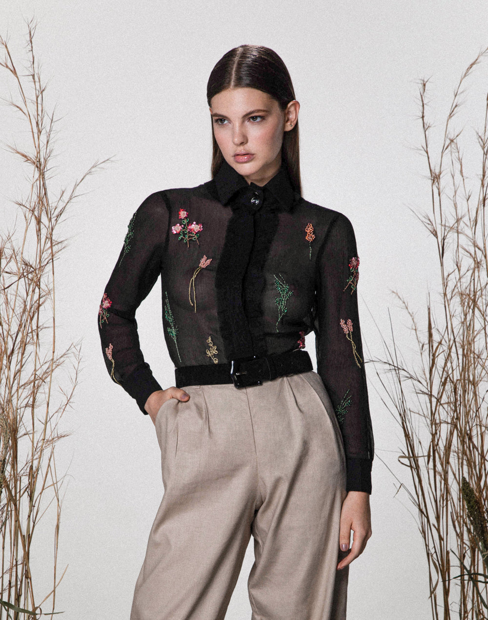 Camisa Chiffon Bordada