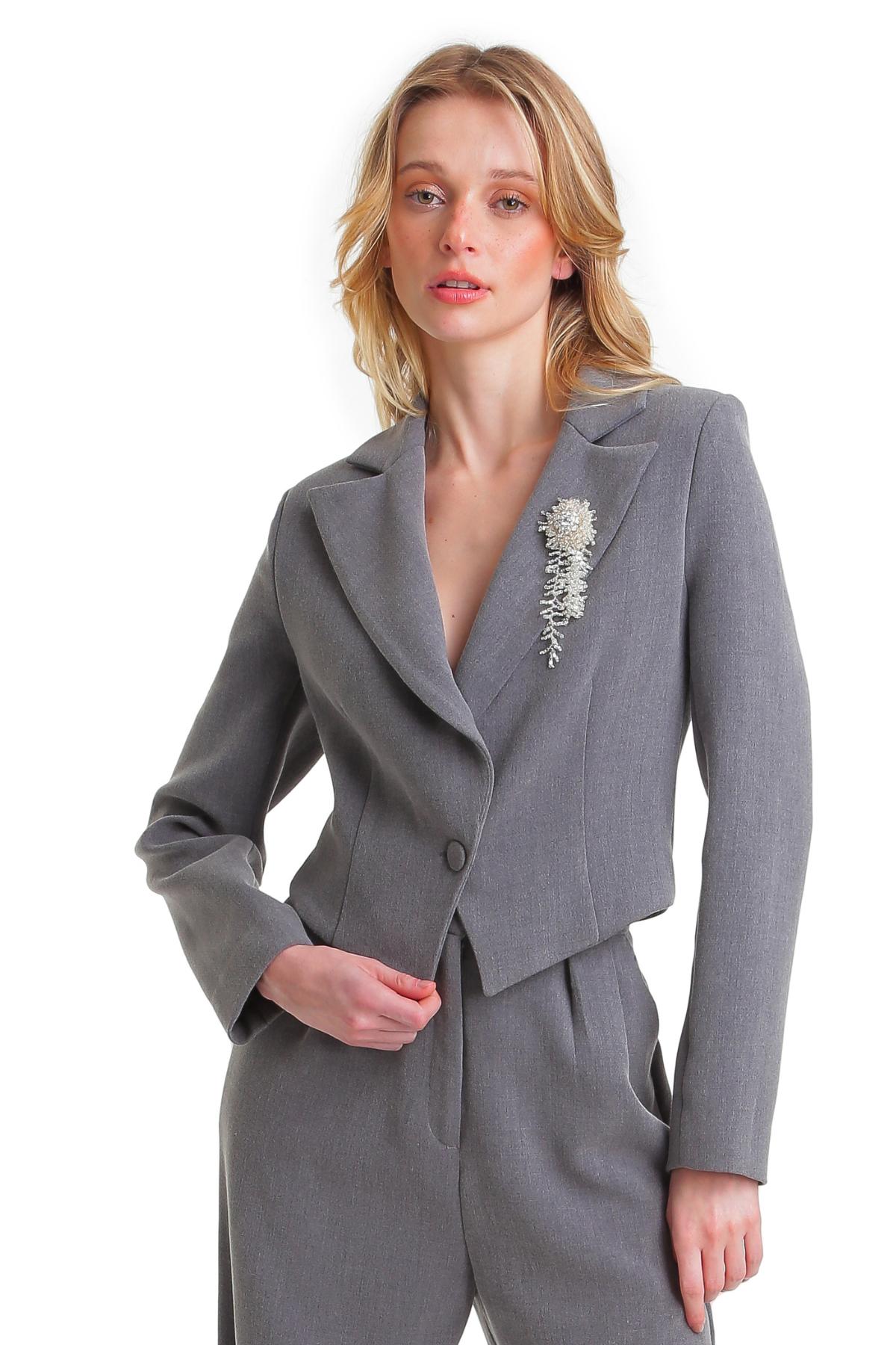 Blazer Curto Alfaiataria em Crepe