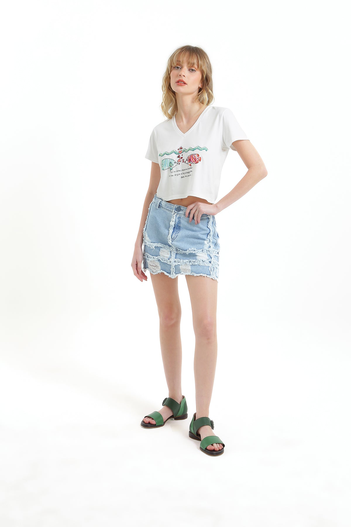 Mini Saia Destroyed em Jeans Defender