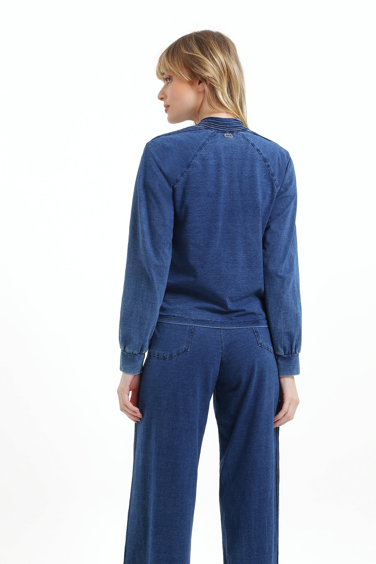 Jaqueta Denim com Nervuras