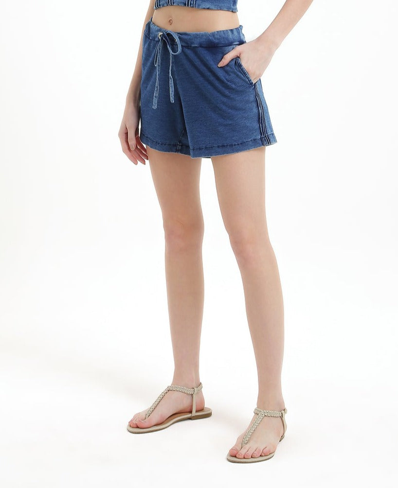 Short Denim com Nervuras