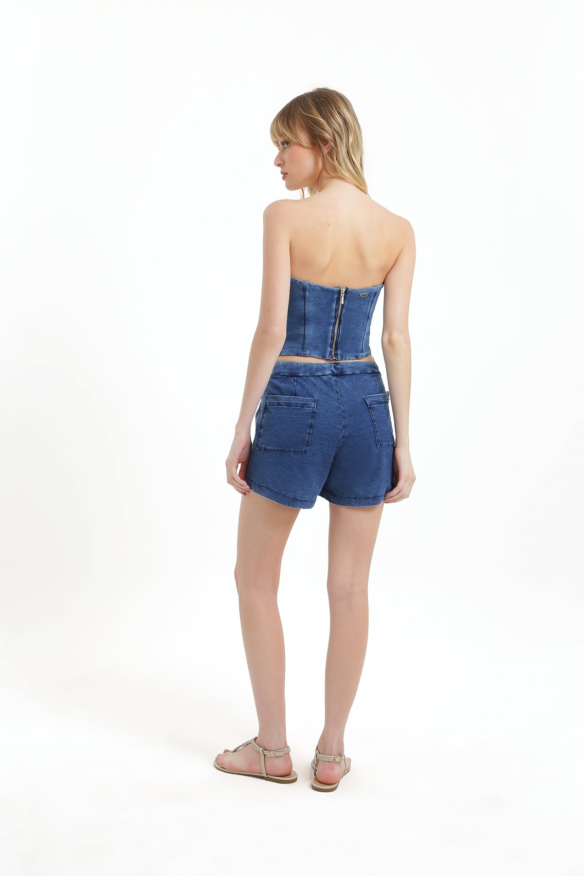 Short Denim com Nervuras