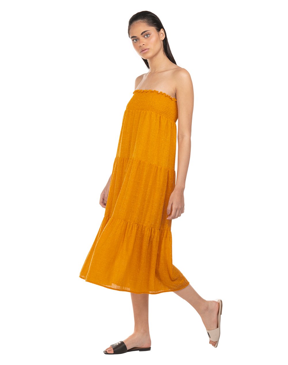 Vestido Midi Tomara que Caia em Malha Sisal