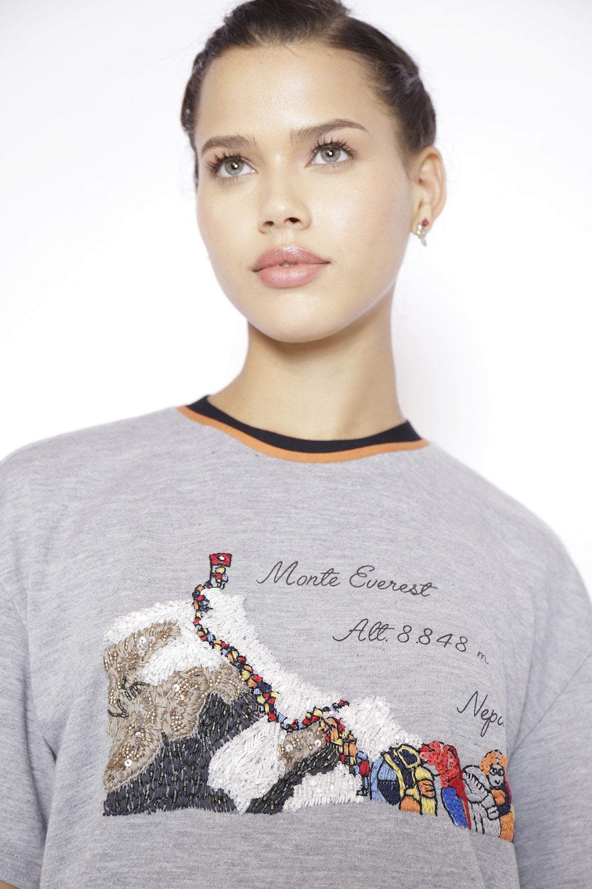 Vestido Curto T-Shirt Bordado Monte Everest