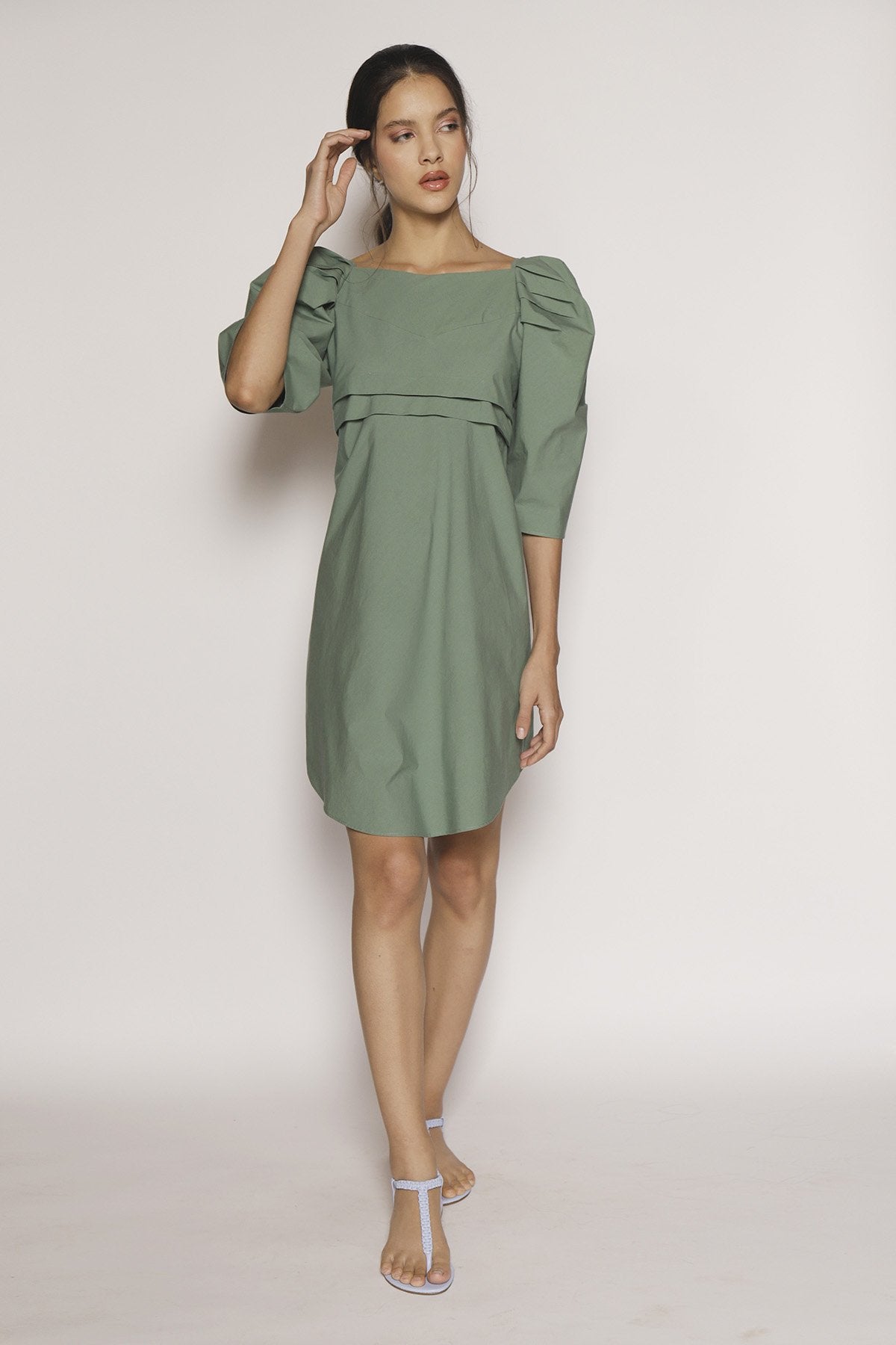 Vestido Midi Mangas 7/8 de Cotton