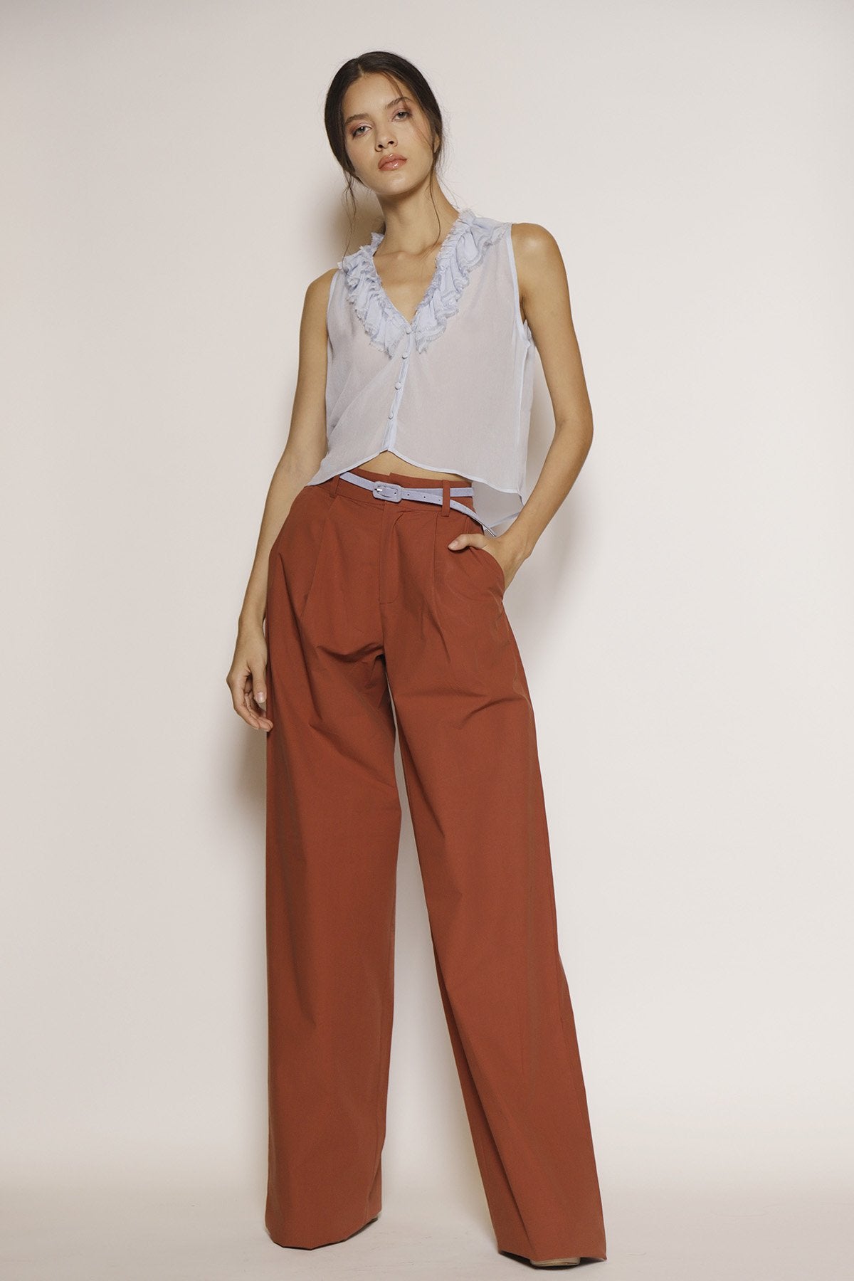 Calça Pantalona em Cotton